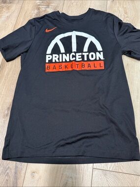 Nike Black Princeton Basketball Short Sleeve Tee with Orange Accents: medium